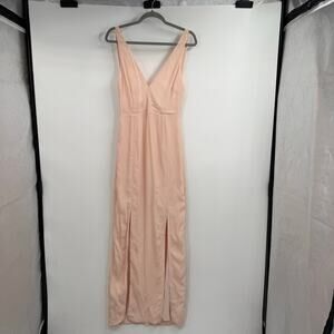 NWT Winona Sleeveless Formal Maxi Dress Womens Size US 4 Peach Pink Front Slit